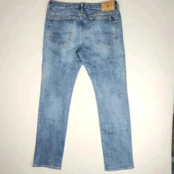 Buffalo David Bitton Mens Jeans Straight Six Stretch Size 34x34 Blue Distressed - Picture 9 of 16